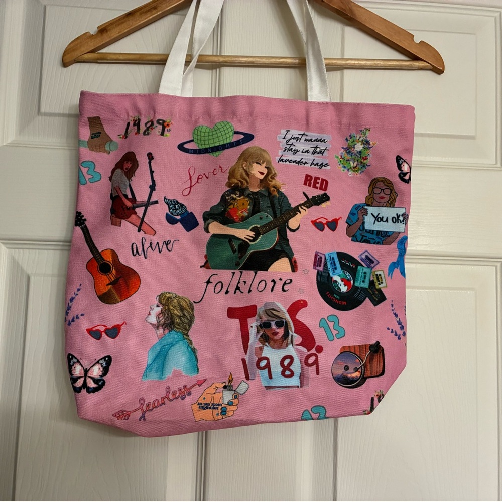 Taylor Swift Pink Graphic Tote Bag